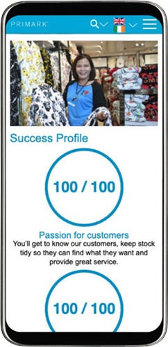 Phone with the Primark site